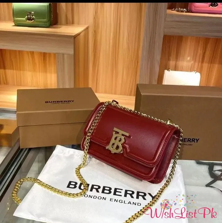 Burberry Mini Leather Gold Chain Women Crossbody Bag