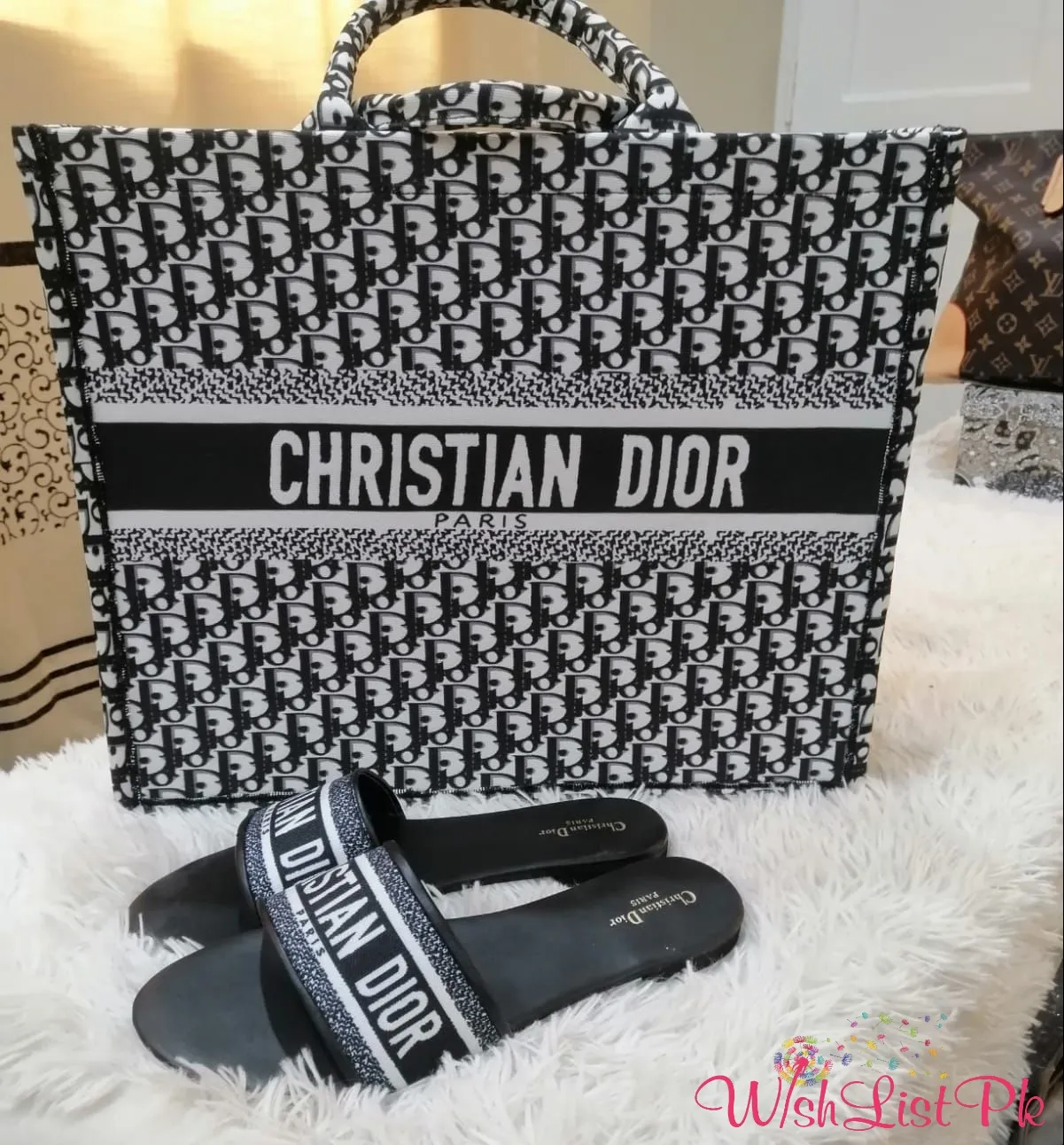 Dior Book Tote With Dior Slippers