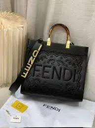 Fendi Embroidered Leather Tote Bag