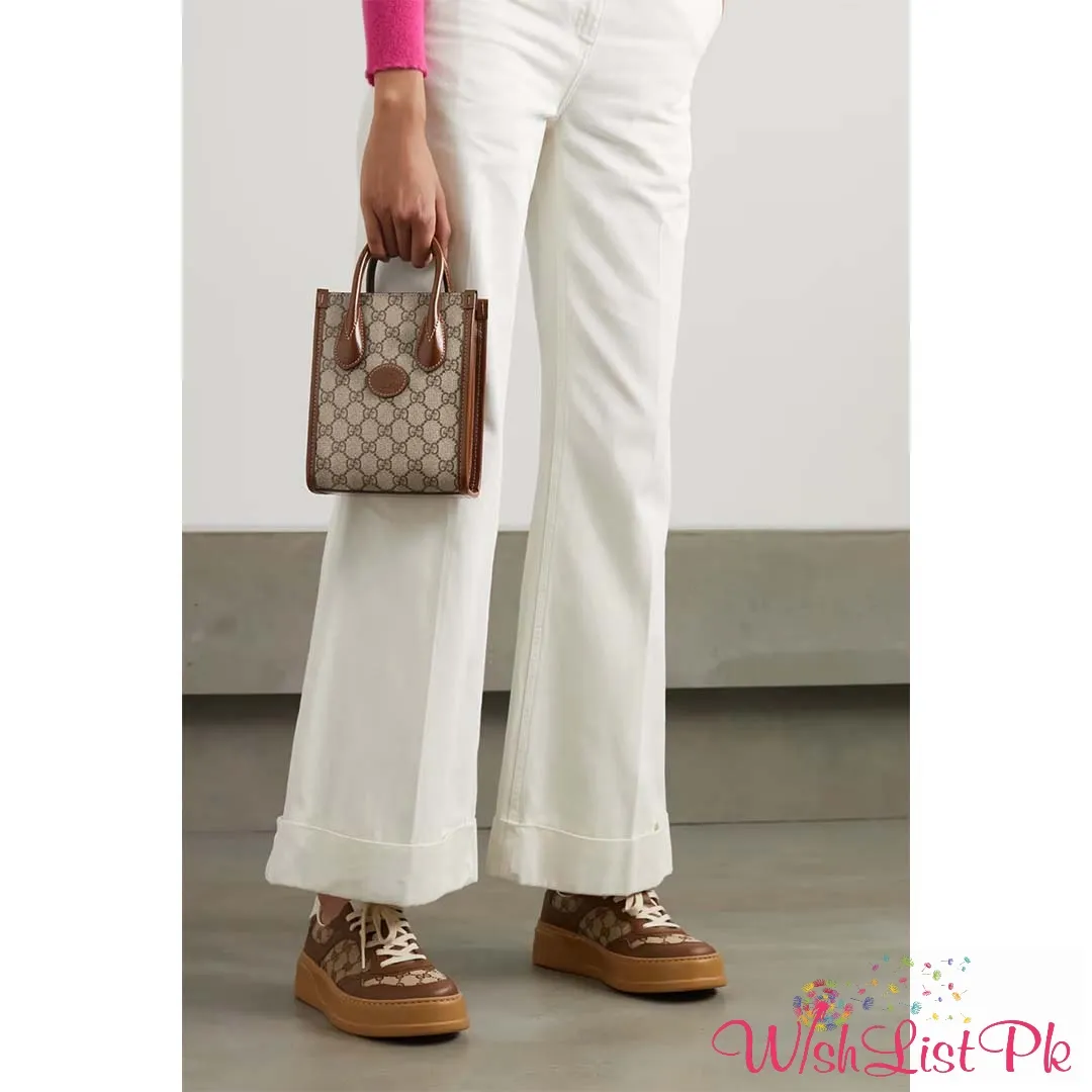 Gg Mini Leather Trimmed Printed Coated Canvas Tote