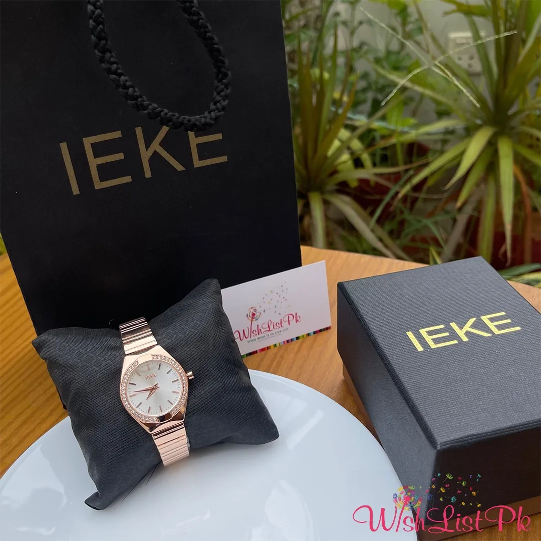 Ieke Rosegold Rhinestones White Dial