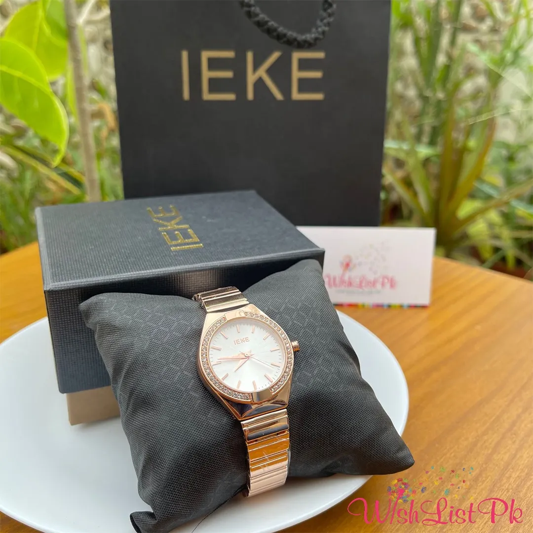Ieke Rosegold Rhinestones White Dial