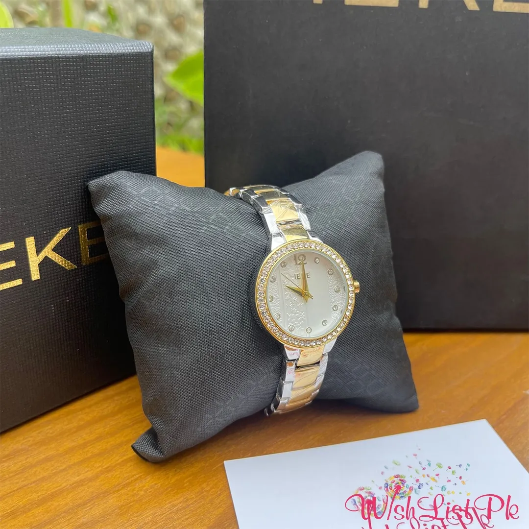 Ieke Two Tone Rhinestones White Round Dial