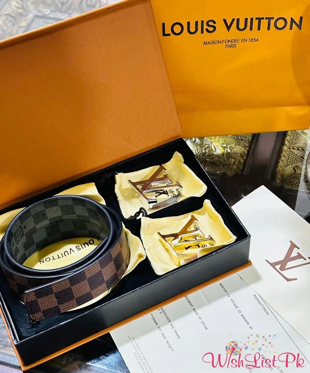 Lv Dual Buckle Belt Set 