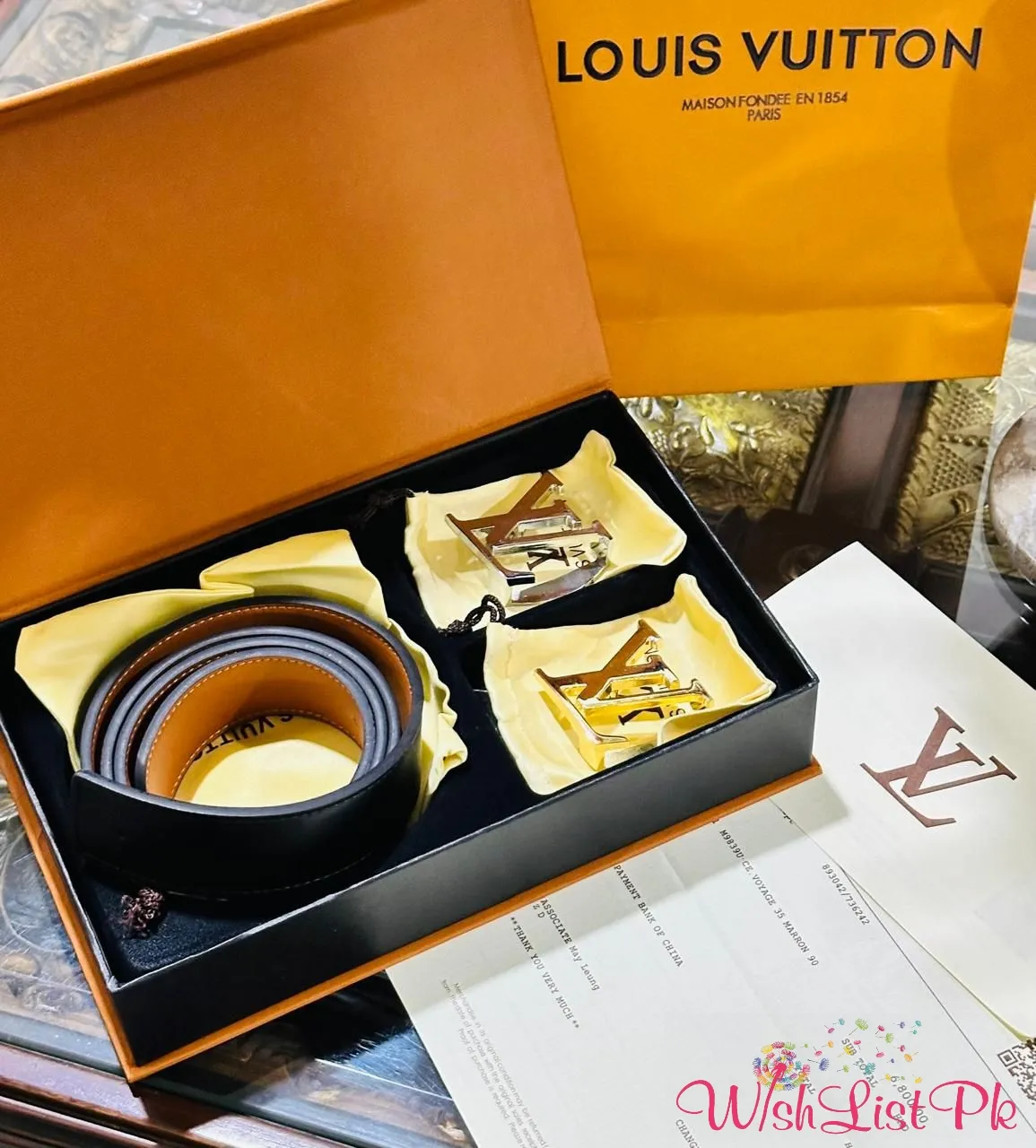 Lv Dual Buckle Belt Set 