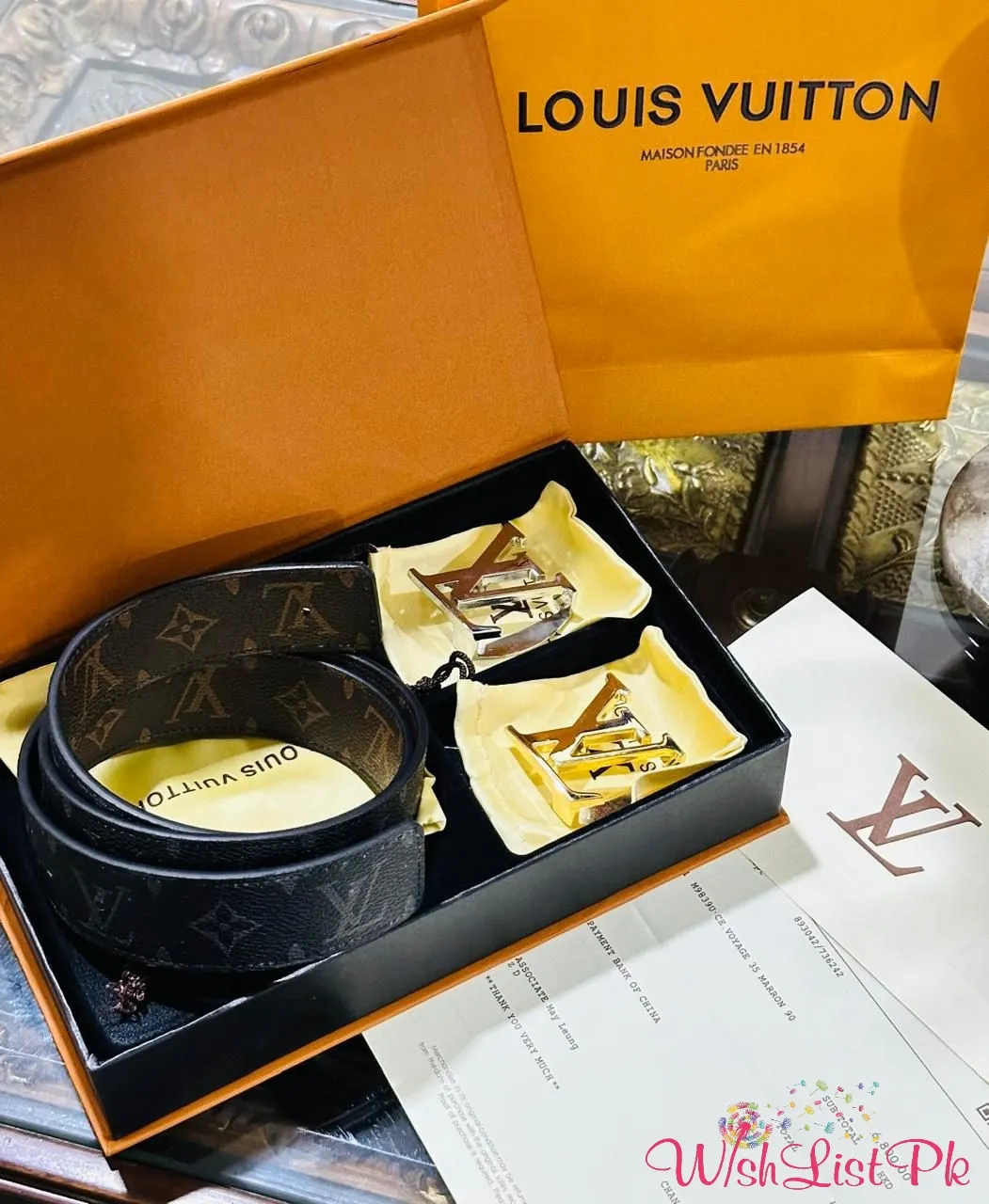 Lv Dual Buckle Belt Set 