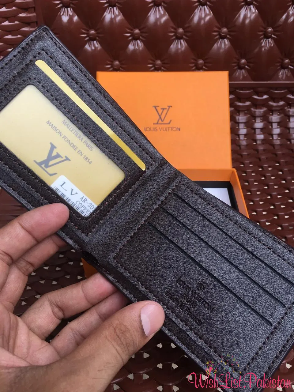 Lv Men Soft Leather Wallet Check