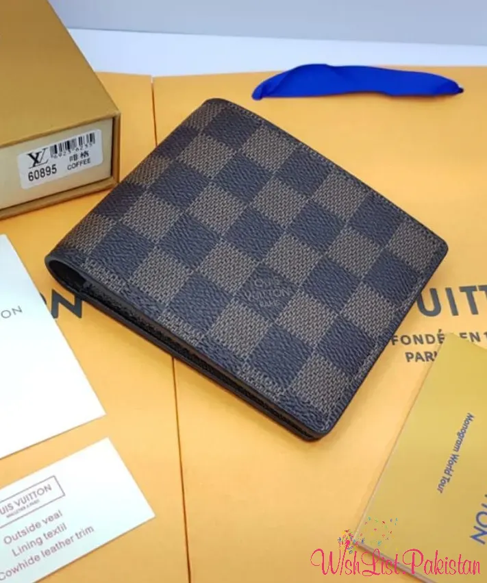 Lv Men Soft Leather Wallet Check