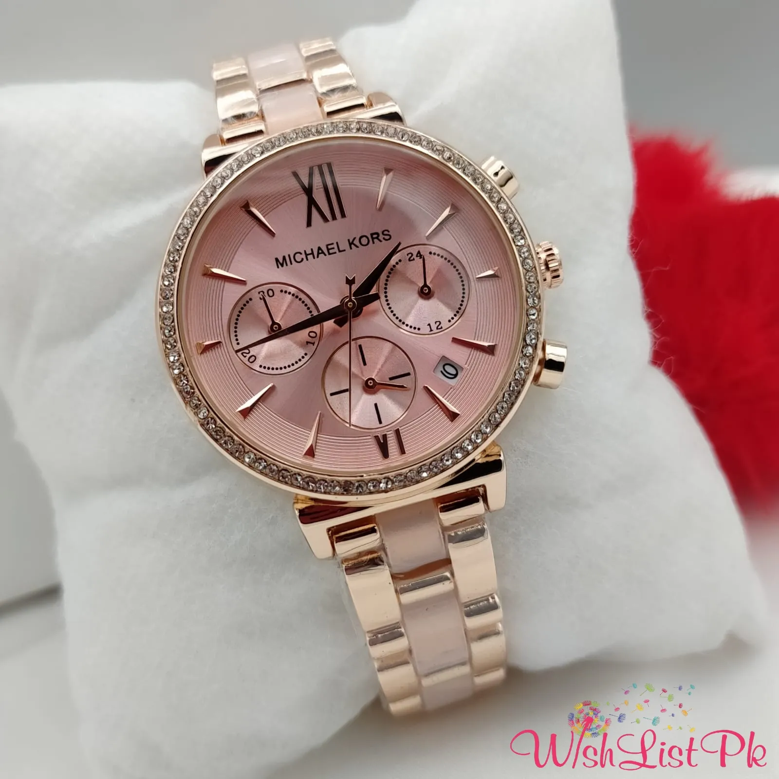 Mk Dual Tone Full Pink Dial Watch