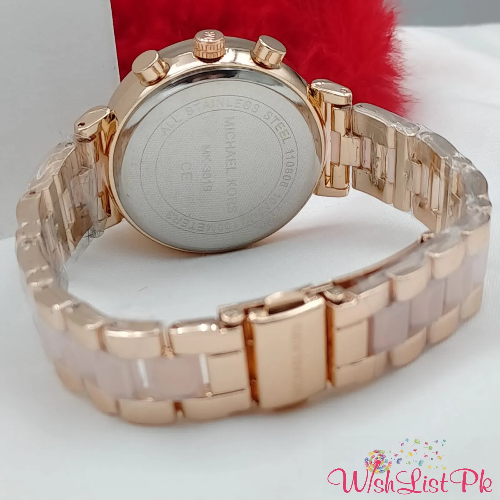 Mk Dual Tone Full Pink Dial Watch