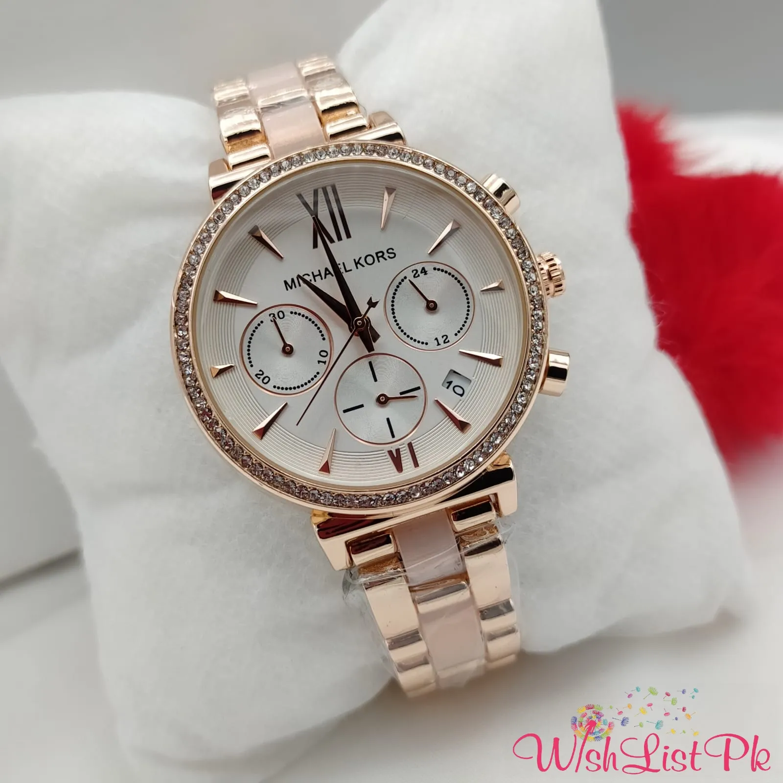 Mk Dual Tone Pink N White Dial Watch