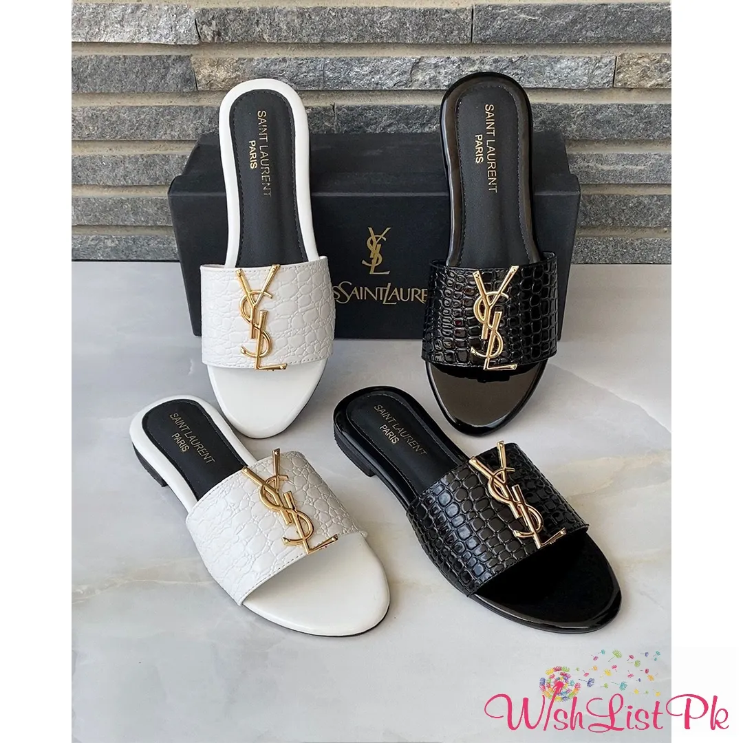 YSL Croc Pattern Slippers